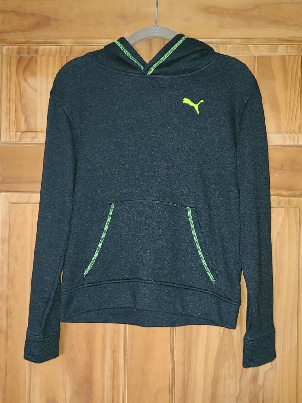 Boys Puma Black/Green Hooded Sweatshirt